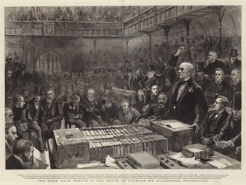 El debate sobre la autonomía en la Cámara de los Comunes, la peroración de Mr. Gladstone de Sydney Prior Hall