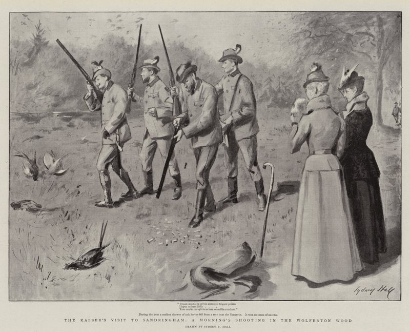 La visita del Kaiser a Sandringham, una mañana de caza en el bosque de Wolferton de Sydney Prior Hall