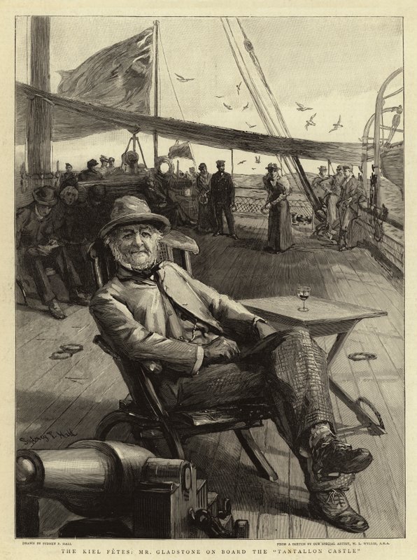 Las fiestas de Kiel, el Sr. Gladstone a bordo del Tantallon Castle de Sydney Prior Hall