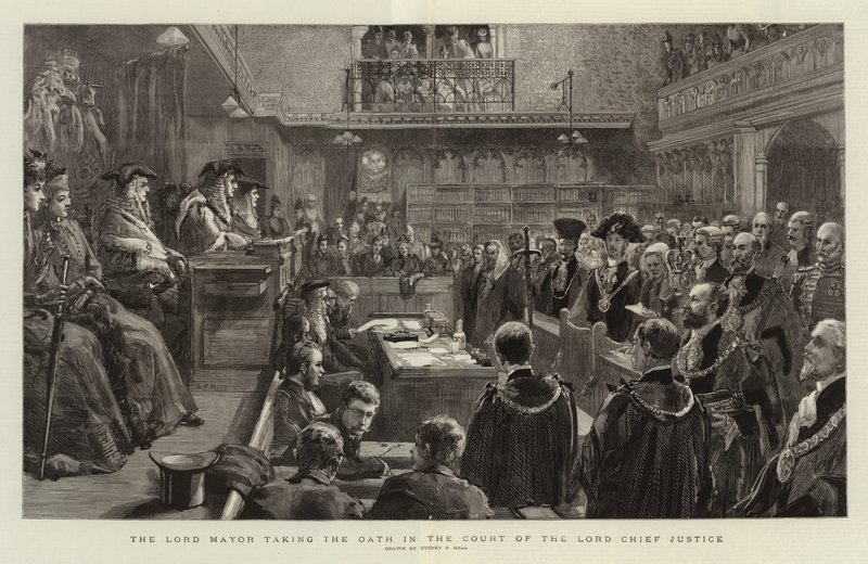 El Alcalde tomando el juramento en la Corte del Juez Principal de Sydney Prior Hall