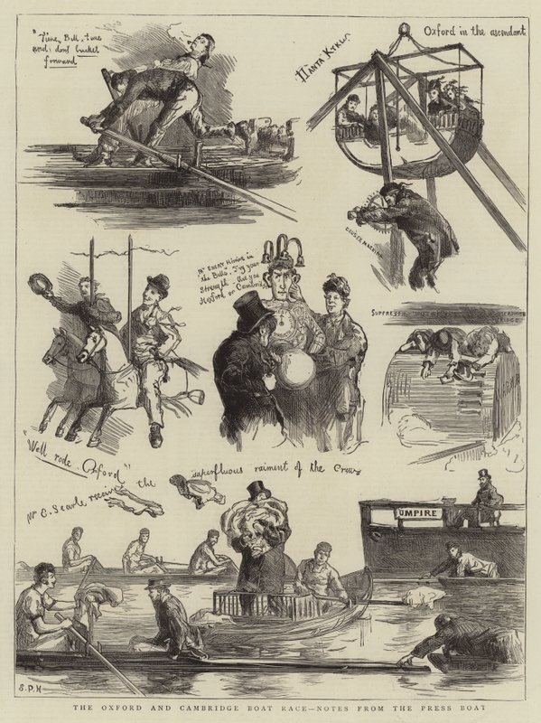 La carrera de botes de Oxford y Cambridge, notas desde el barco de prensa de Sydney Prior Hall