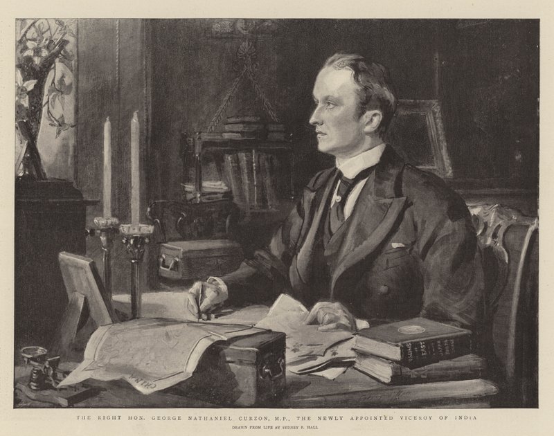 El Muy Honorable George Nathaniel Curzon, MP, el Nuevo Virrey de la India de Sydney Prior Hall