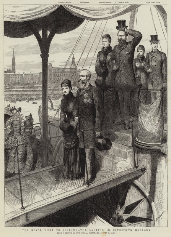 La visita real a Irlanda, el desembarco en el puerto de Kingstown de Sydney Prior Hall