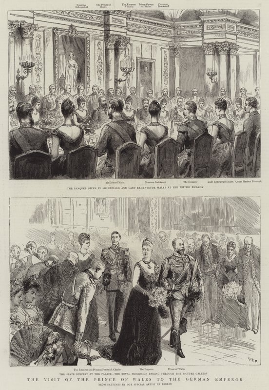 La visita del Príncipe de Gales al emperador alemán de Sydney Prior Hall