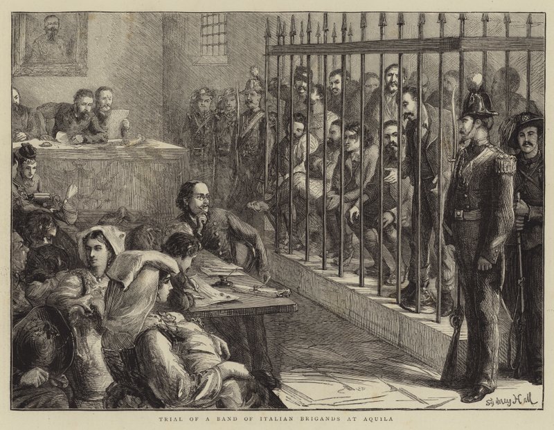 Juicio de una banda de bandidos italianos en Aquila de Sydney Prior Hall