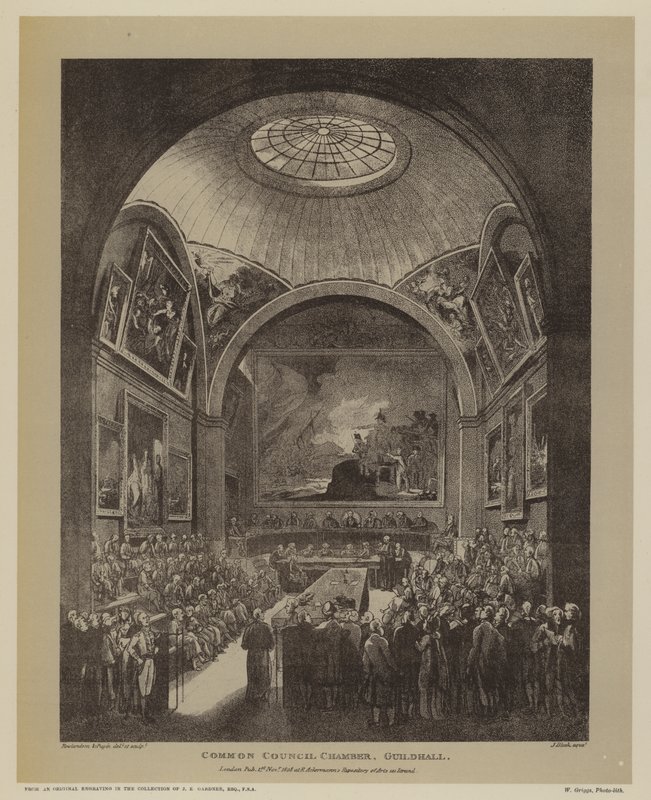 Sala del Consejo Común, Guildhall, Ciudad de Londres, 1808 de T. and Pugin Rowlandson