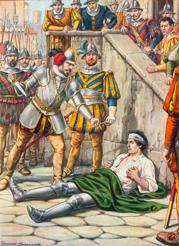 Muerte de Francesco Ferruci después de la batalla de Gavinana, 3 de agosto de 1530 de Tancredi Scarpelli
