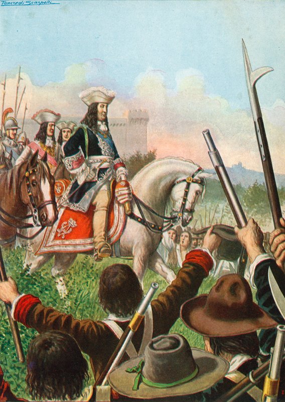 Declaración de guerra entre Piamonte y Francia recibida con alegría por los súbditos de Víctor Amadeo de Tancredi Scarpelli