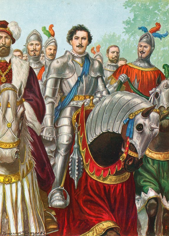 Ettore Fieramosca después de la batalla de Barletta en 1503 de Tancredi Scarpelli