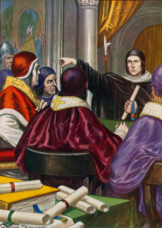 Rolando de Parma llevando una carta para el Papa Gregorio VII de Enrique IV, Emperador del Sacro Imperio Romano de Tancredi Scarpelli