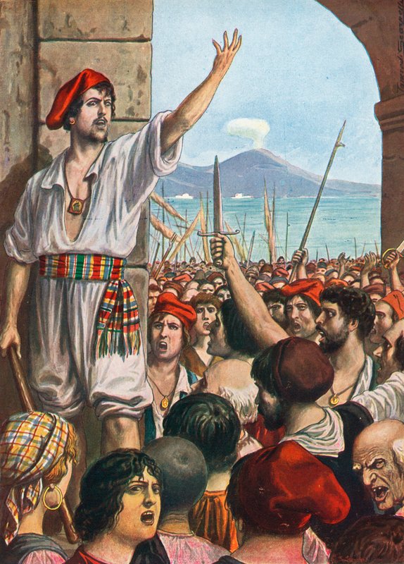 Tomasso Aniello, conocido como Masaniello, fue el líder de la revuelta en Nápoles, 1647 de Tancredi Scarpelli