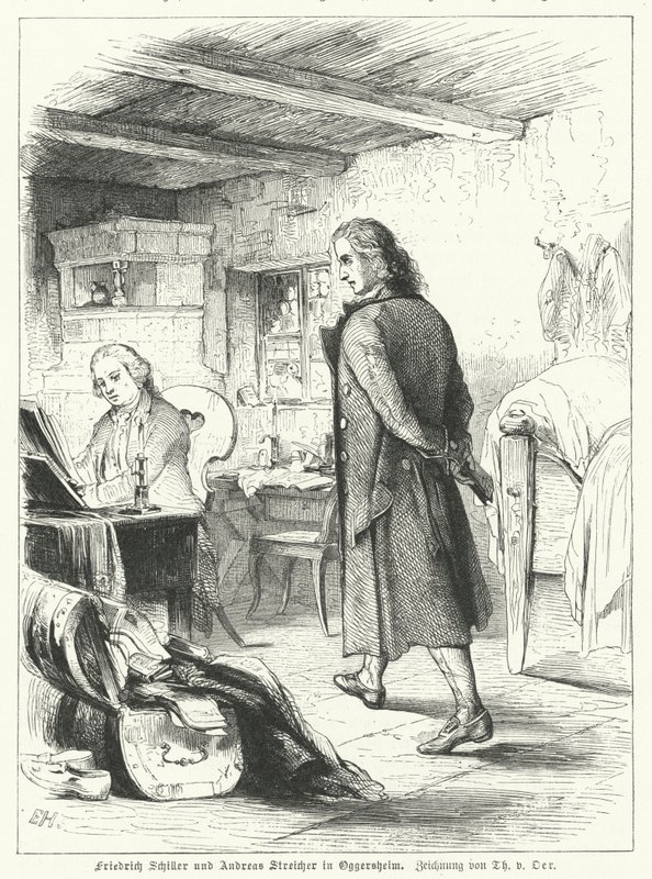 El poeta y dramaturgo alemán Friedrich Schiller con su amigo el pianista y compositor Andreas Streicher en Oggersheim de Theobald Reinhold von Oer
