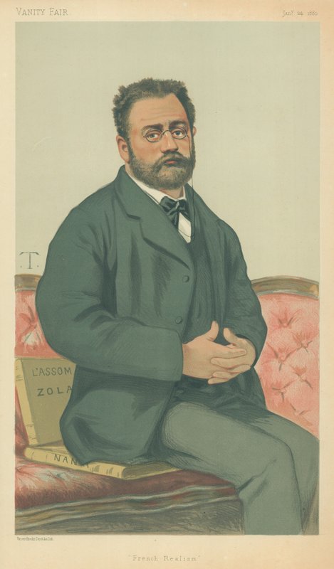 M Emile Zola, realismo francés, 24 de enero de 1880, caricatura de Vanity Fair de Theobald Chartran