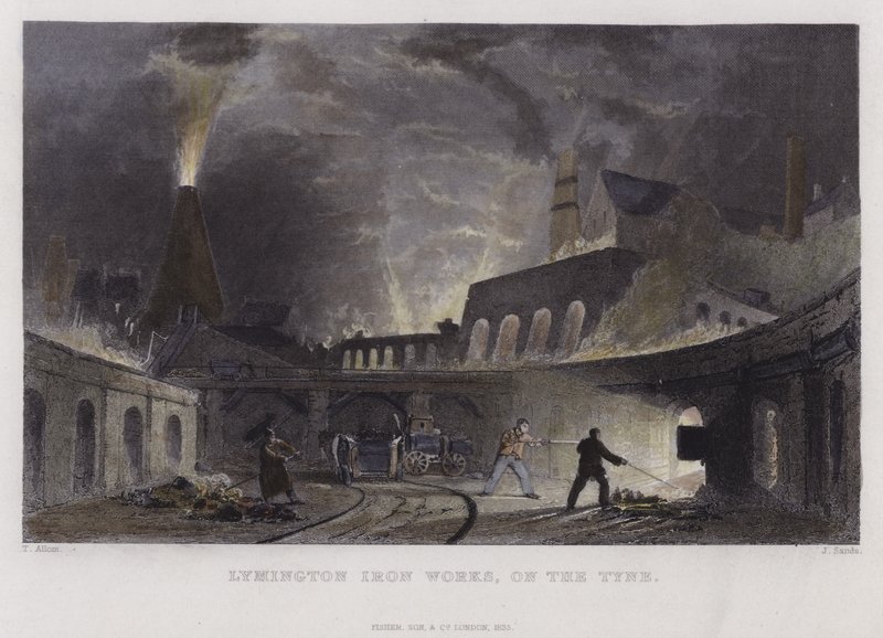 Lymington Iron Works, en el Tyne de Thomas Allom
