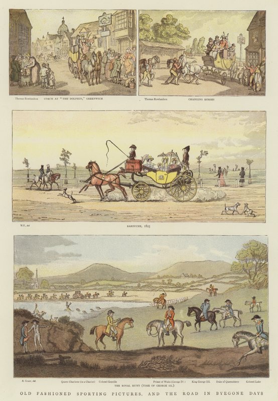 Imágenes Deportivas Anticuadas y el Camino en los Días Pasados de Thomas Rowlandson