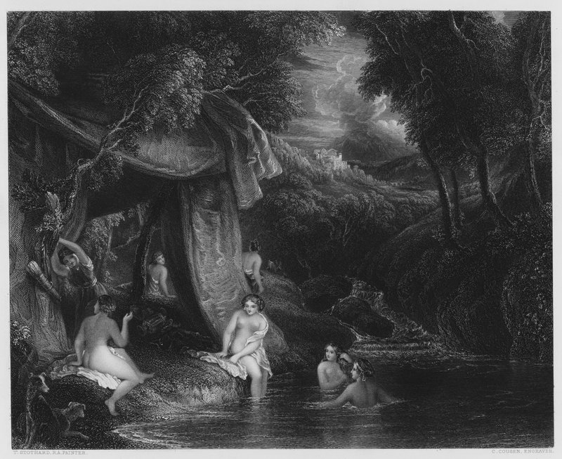 Los bañistas, del cuadro en la Galería Vernon de Thomas Stothard