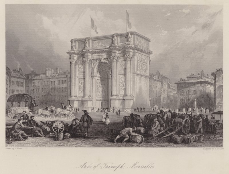 Arco del Triunfo, Marsella (grabado) de Thomas (after) Allom