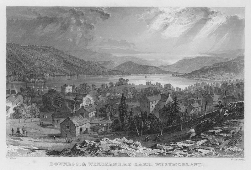 Bowness y el Lago Windermere, Westmorland de Thomas (after) Allom