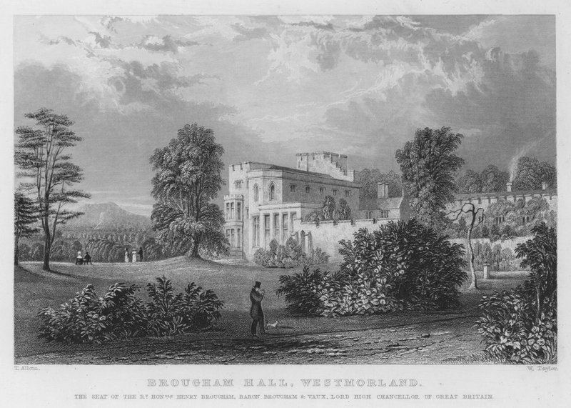 Brougham Hall, Westmorland, la residencia de Henry Brougham, Barón Brougham y Vaux, Lord Alto Canciller de Gran Bretaña de Thomas (after) Allom