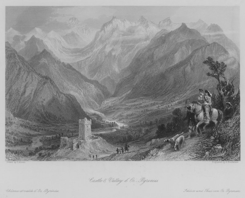 Castillo y Valle de Oo, Pirineos (grabado) de Thomas (after) Allom
