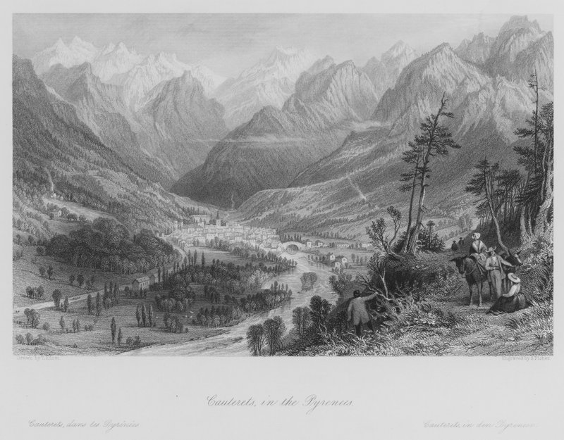 Cauterets, en los Pirineos (grabado) de Thomas (after) Allom