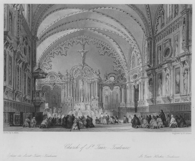 Iglesia de St Taur, Toulouse (grabado) de Thomas (after) Allom