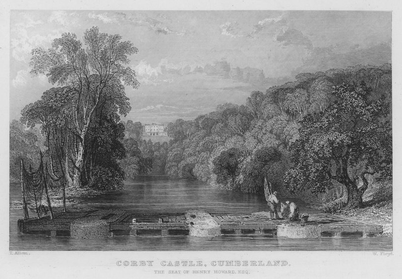 Castillo Corby, Cumberland, la residencia de Henry Howard de Thomas (after) Allom