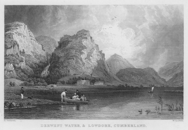 Derwent Water y Lowdore, Cumberland de Thomas (after) Allom