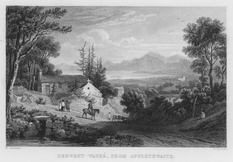 Derwent Water, desde Applethwaite de Thomas (after) Allom