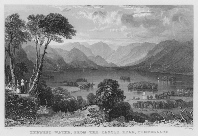 Derwent Water, desde Castle Head, Cumberland de Thomas (after) Allom