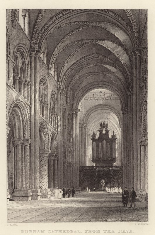 Catedral de Durham, desde la Nave de Thomas (after) Allom