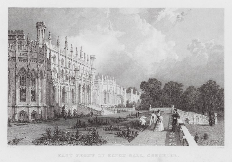 Fachada este de Eaton Hall, Cheshire de Thomas (after) Allom