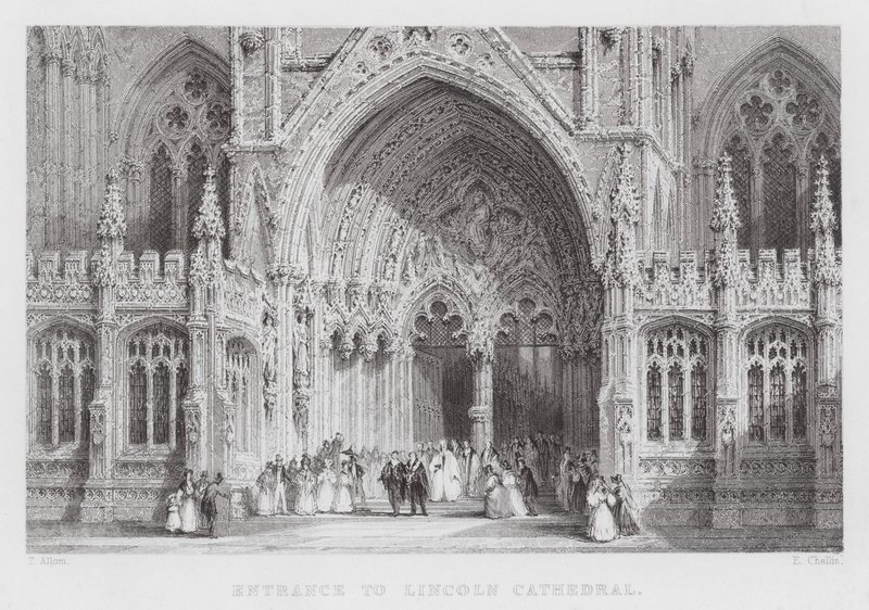 Entrada a la Catedral de Lincoln de Thomas (after) Allom