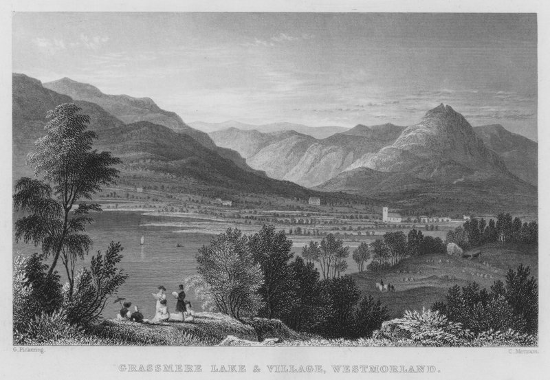 Lago y Pueblo de Grassmere, Westmorland de Thomas (after) Allom