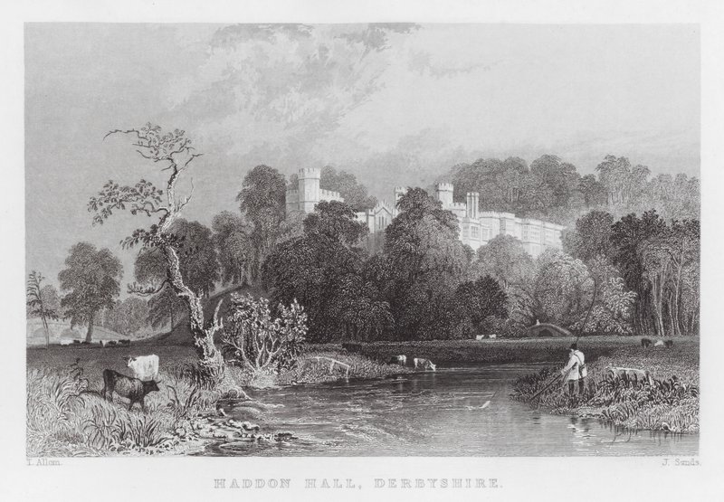 Haddon Hall, Derbyshire (grabado) de Thomas (after) Allom