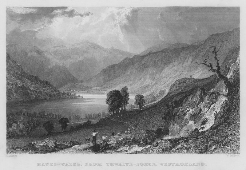 Hawes-Water, desde Thwaite-Force, Westmorland de Thomas (after) Allom