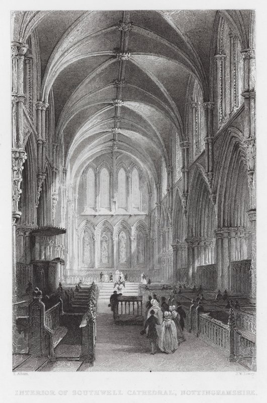 Interior de la Catedral de Southwell, Nottinghamshire de Thomas (after) Allom