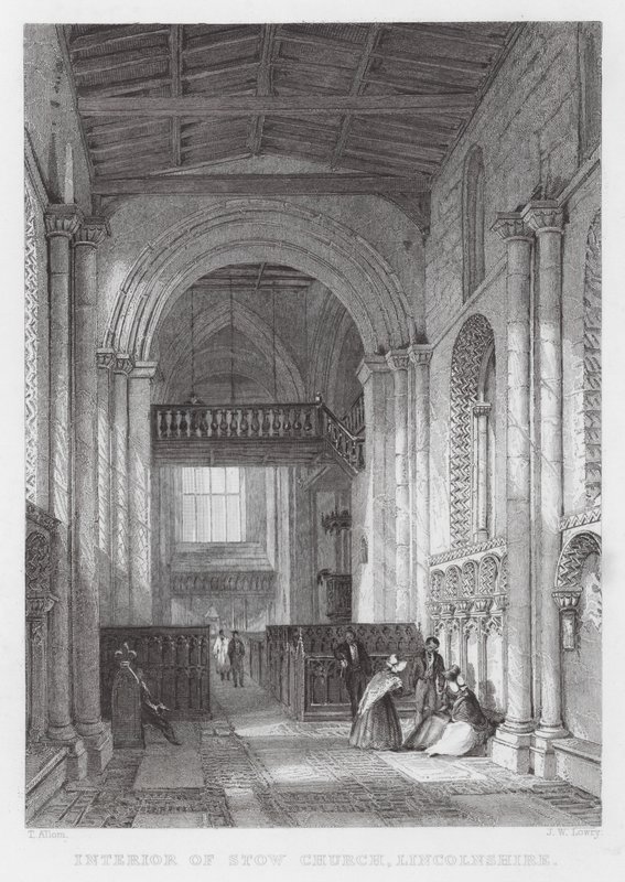 Interior de la Iglesia de Stow, Lincolnshire (grabado) de Thomas (after) Allom