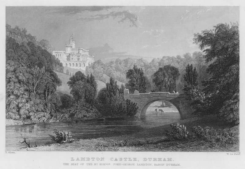 Castillo Lambton, Durham, la residencia de John-George Lambton, Barón Durham de Thomas (after) Allom