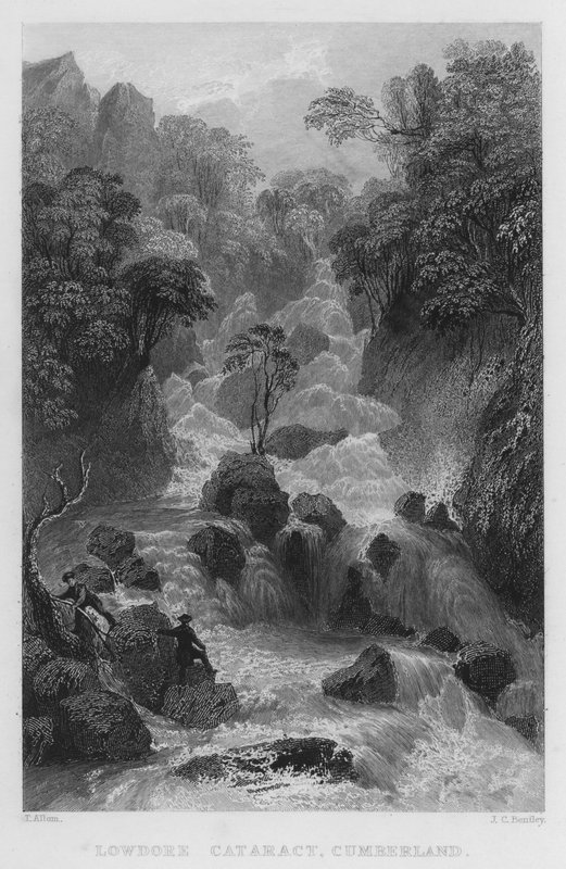 Catarata Lowdore, Cumberland de Thomas (after) Allom