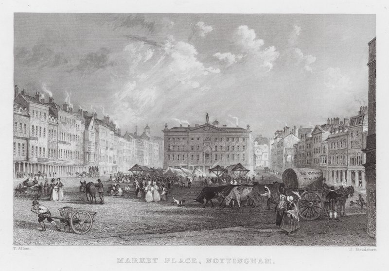 Plaza del Mercado, Nottingham de Thomas (after) Allom
