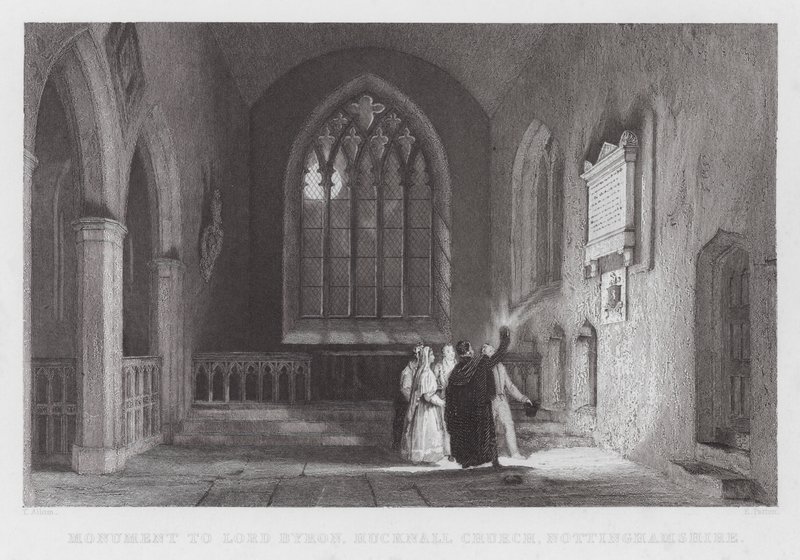 Monumento a Lord Byron, Iglesia de Hucknall, Nottinghamshire de Thomas (after) Allom