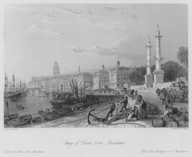 Muelle de Luis XVIII, Burdeos (grabado) de Thomas (after) Allom
