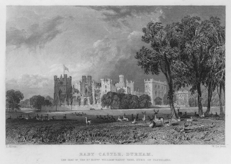 Castillo de Raby, Durham, la residencia de William-Harry Vane, Duque de Cleveland de Thomas (after) Allom