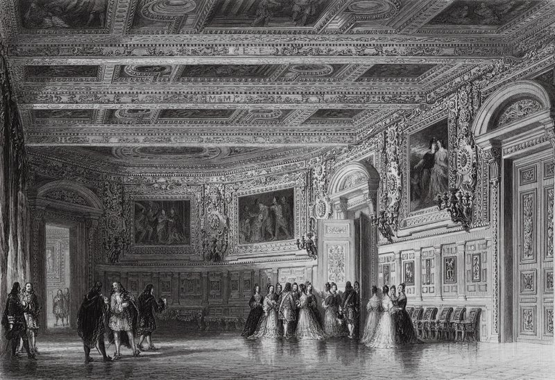 Salón de Luis XIII, Fontainebleau (grabado) de Thomas (after) Allom