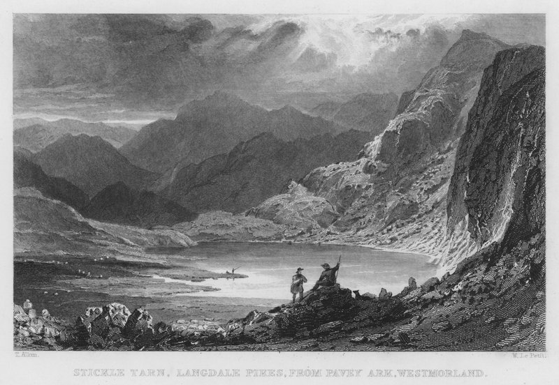 Stickle Tarn, Langdale Pikes, desde Pavey Ark, Westmorland de Thomas (after) Allom