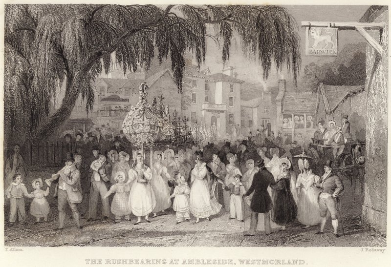 La Fiesta de las Cruces en Ambleside, Westmorland (grabado) de Thomas (after) Allom