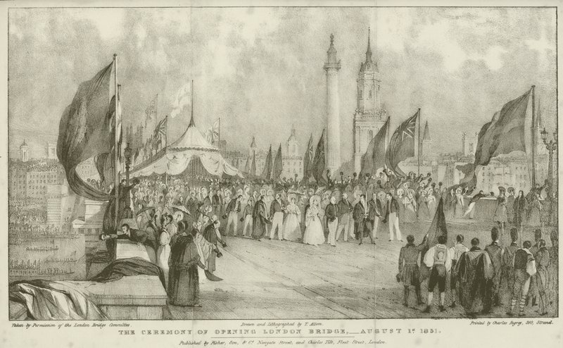 La ceremonia de apertura del Puente de Londres de Thomas (after) Allom
