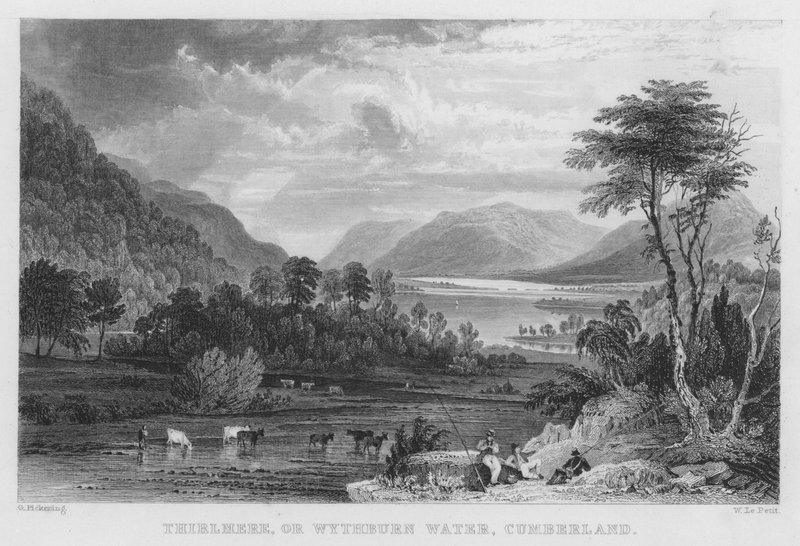 Thirlmere, o Wythburn Water, Cumberland de Thomas (after) Allom