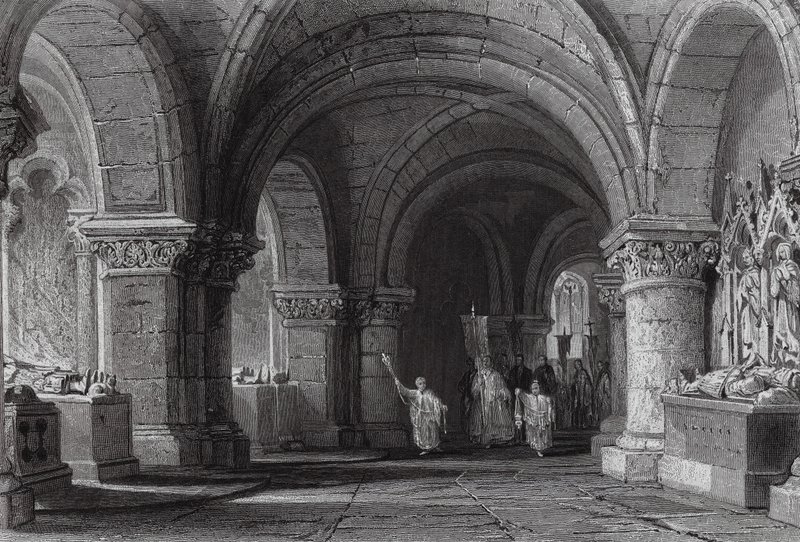 Tumbas de los Reyes en la Cripta de San Dionisio (grabado) de Thomas (after) Allom